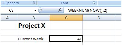 Figure 5: Formula to display the current week’s number