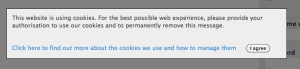 Cookies Acknowledgement Message